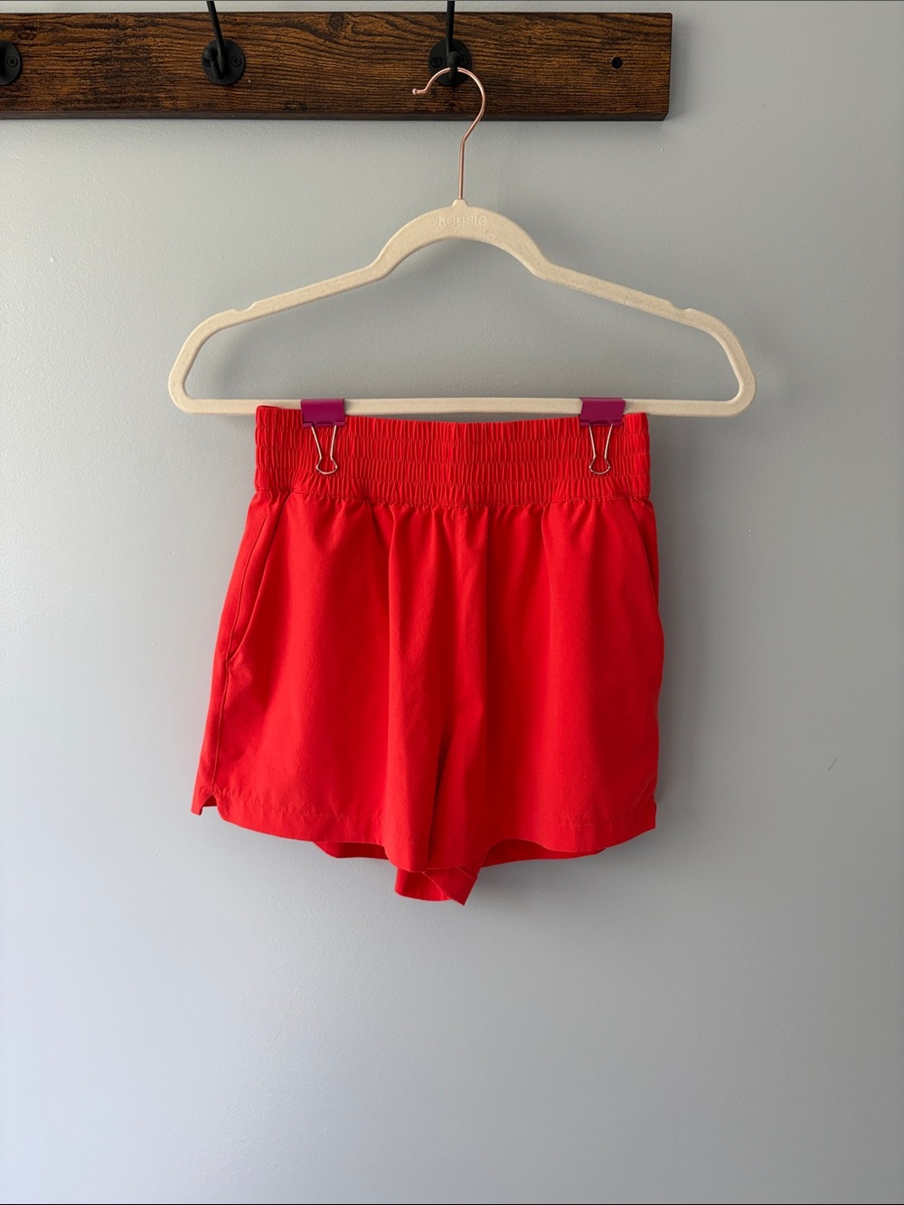 Athleta Red Elastic-Waist Running Athletic Shorts